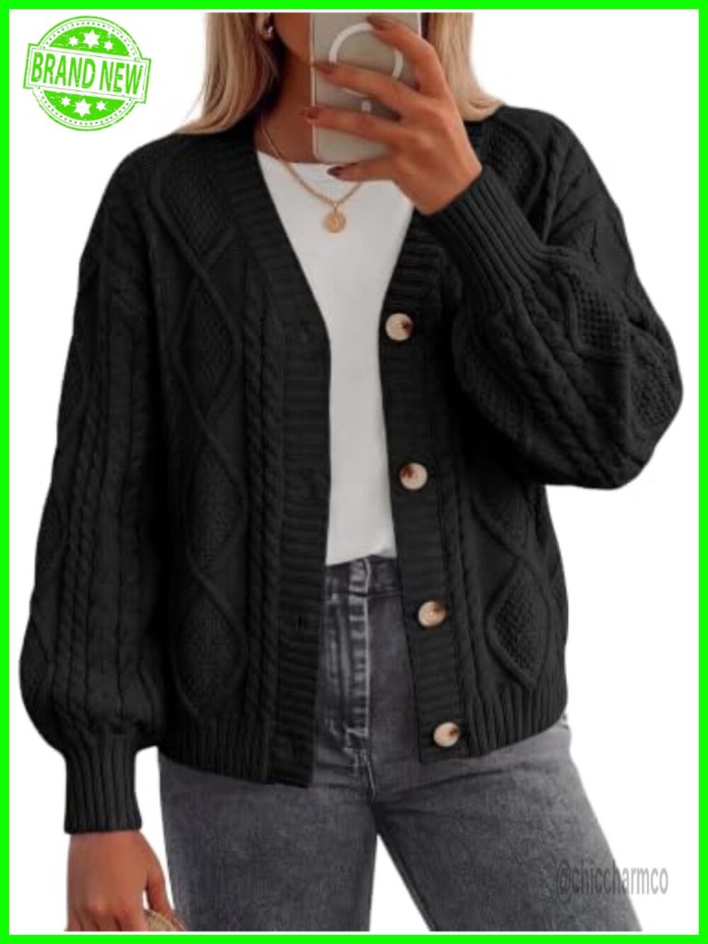 Chunky Cable Knit Cardigan Open Front Loose Fit Fall Winter Layering